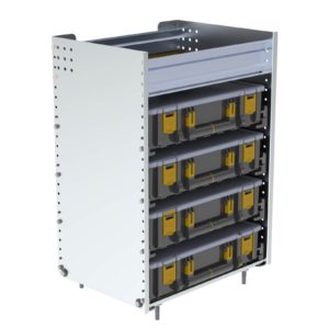 Partskeeper Parts Organizer Aluminum Storage Cabinet w/ 4 Carry Cases - C2-PA18-4